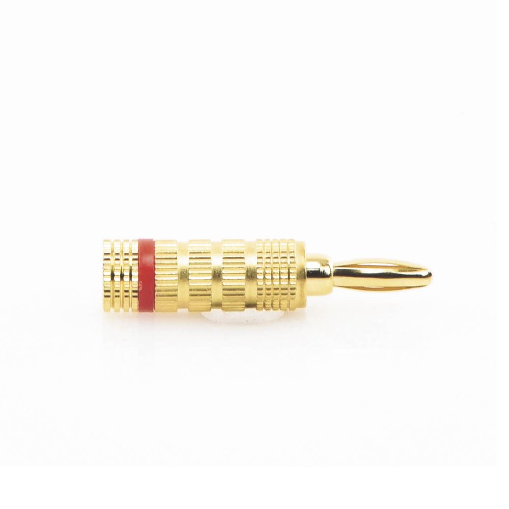 Banana Speaker Screw Connector | Professional Audio Installation | Gold Plated | Red (1 Piece)