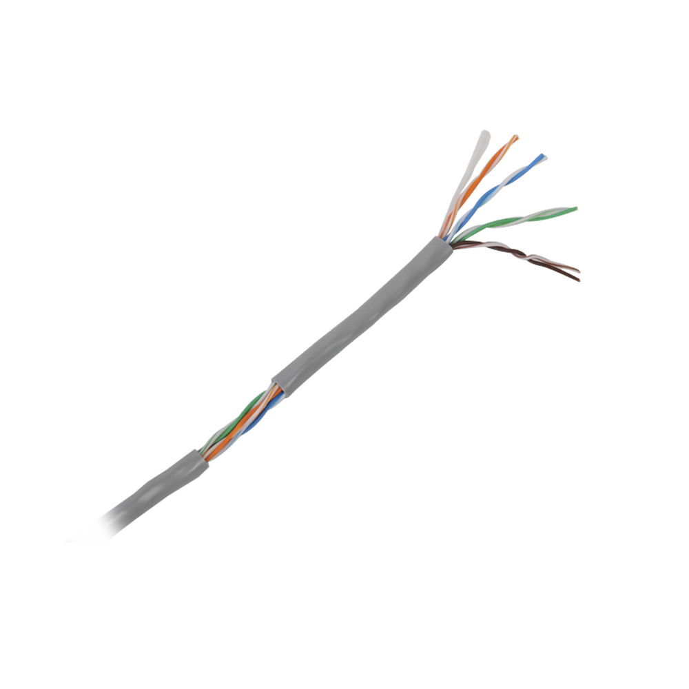 Bobina de cable de 305 m ( 1000 ft ) Cat5e, Aleación de Cobre y Aluminio ( CCA ), color Gris, Uso Interior.