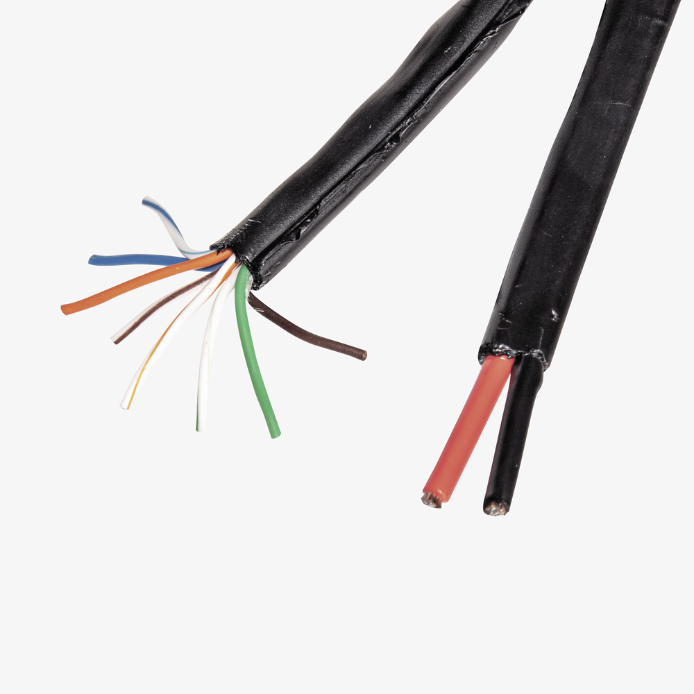 Bobina de cable Siamés cat.5E CCA + 2 Cables de Alimentación para Cámaras de Videovigilancia, 305m, Instalación en Exterior,  uso Industrial para Climas Extremos