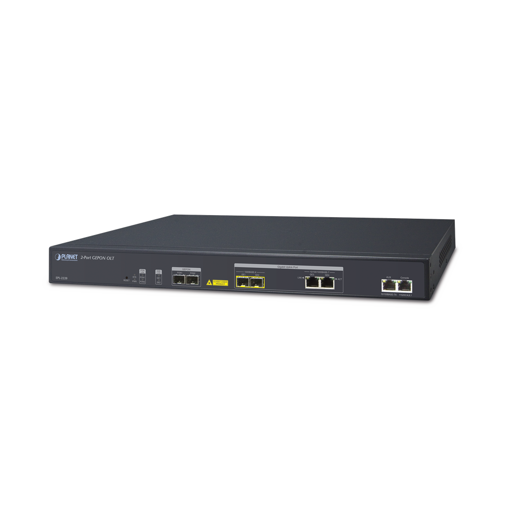GEPON OLT 2-PON Interface con 2 puerto RJ45, 2 puertos SFP