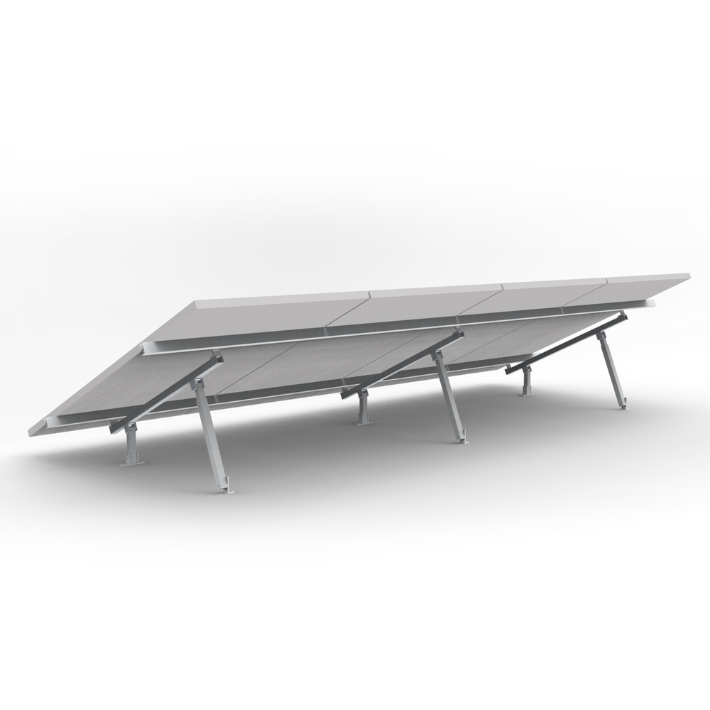 Montaje para Panel Solar de aluminio anodizado para techo o piso de concreto ,  de alta resistencia a climas extremos y rápida instalación,  arreglo 1x4 módulos fotovoltáicos de 40mm de espesor