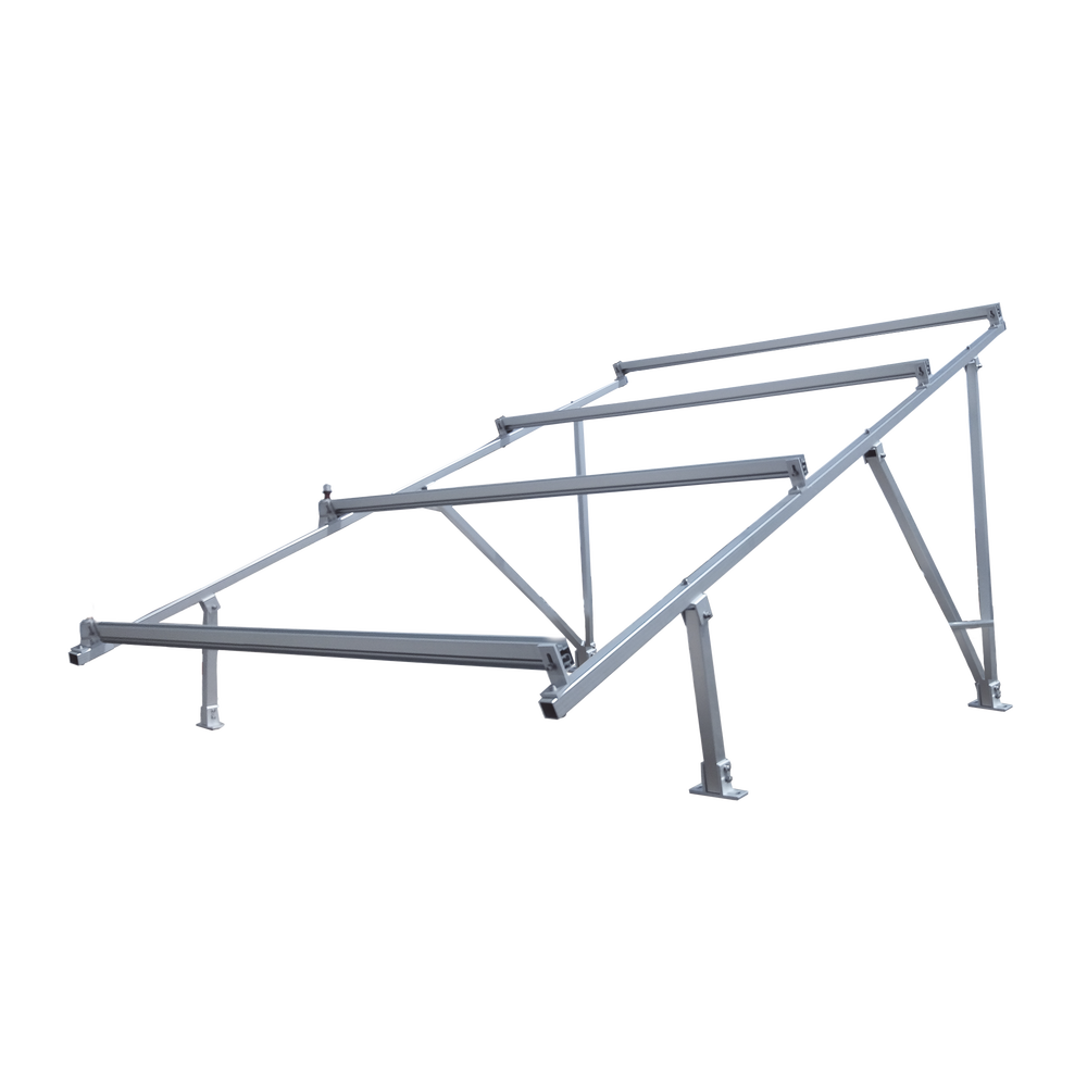 Aluminum mounting kit for a concrete roof or floor for a 2 x 2 40mm thick photovoltaic module array