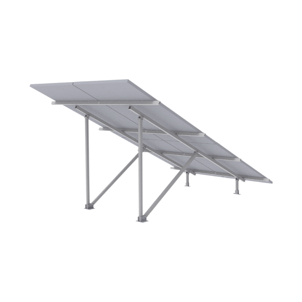 Aluminum mounting on a concrete roof or floor for a 2 x 2 photovoltaic module arrangement, Starter line.