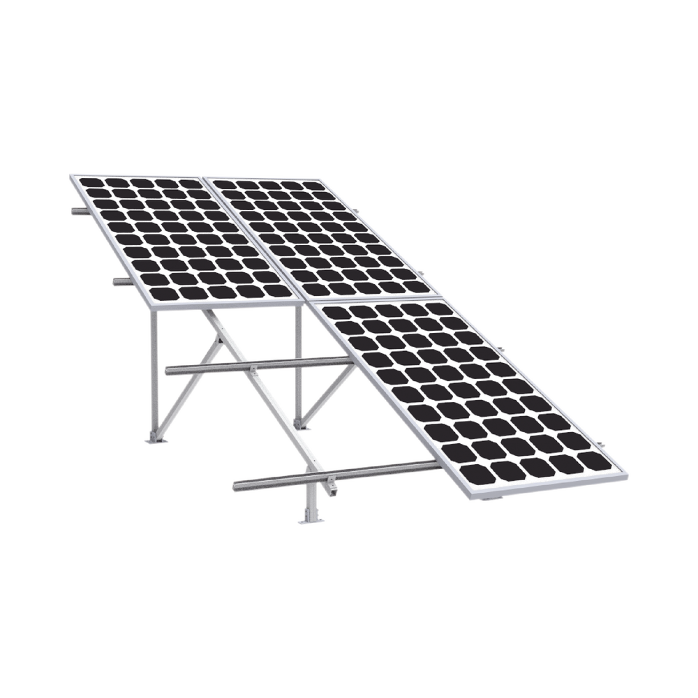 Aluminum mounting on a concrete roof or floor for a 2 x 2 photovoltaic module arrangement, Starter line.