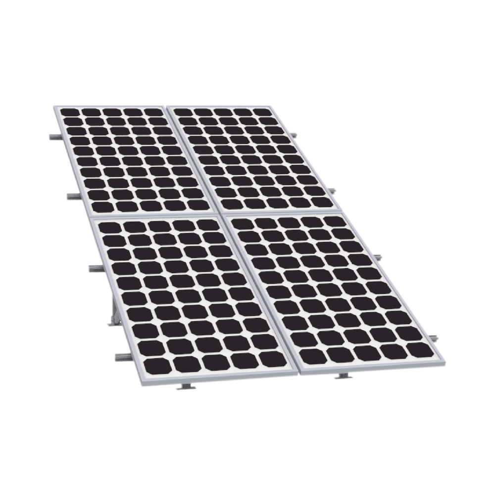 Montaje de aluminio en techo o piso de concreto para  arreglo 2 x 2  módulos fotovoltáicos línea Starter