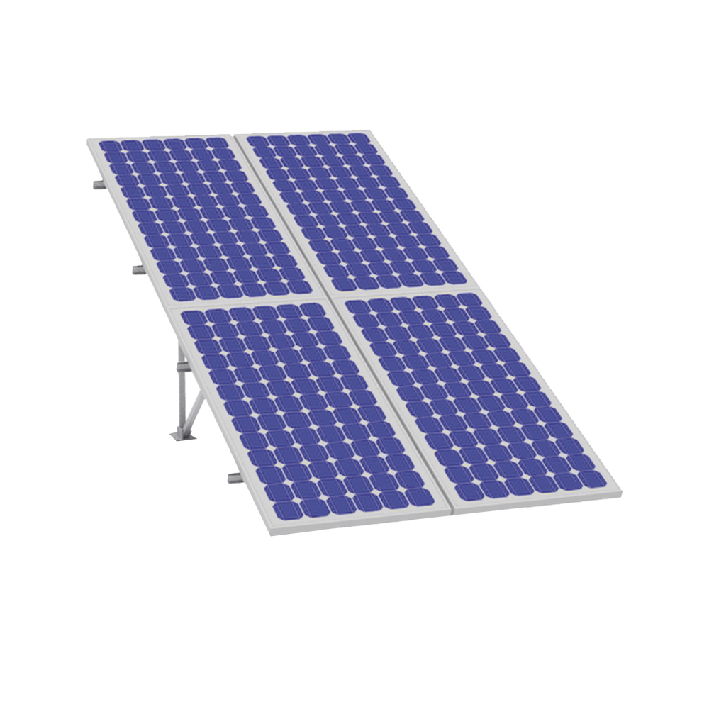 Mounting for aluminum solar panels on a concrete roof or floor for a 2 x 2 40mm thick photovoltaic module array