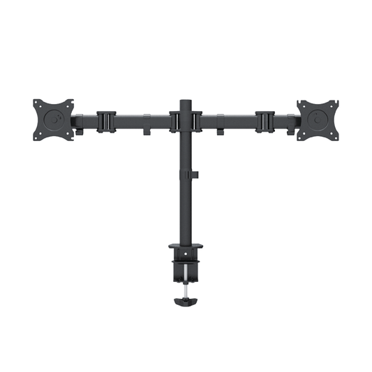 Montaje de Escritorio articulado para 2 monitores de 13 a 27" /  Soporta hasta 10 kg / Vesa 75 x 75 / 100 x 100 / Acero / Giro: 360°