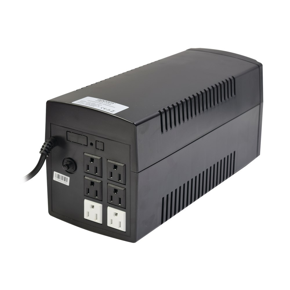 1500VA/900W UPS / Line Interactive Topology / 120 Vac Input and Output / 80-150 Vac AVR Voltage Regulator / NEMA 5-15P Plug / 6 NEMA 5-15R Outlets