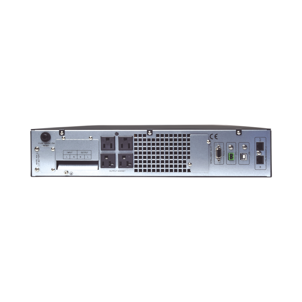 2000VA/1800W UPS / On-Line Double-Conversion Topology / 120 Vac Input and Output / NEMA 5-20P Input Plug / Configurable LCD Display / Rack/Tower Format