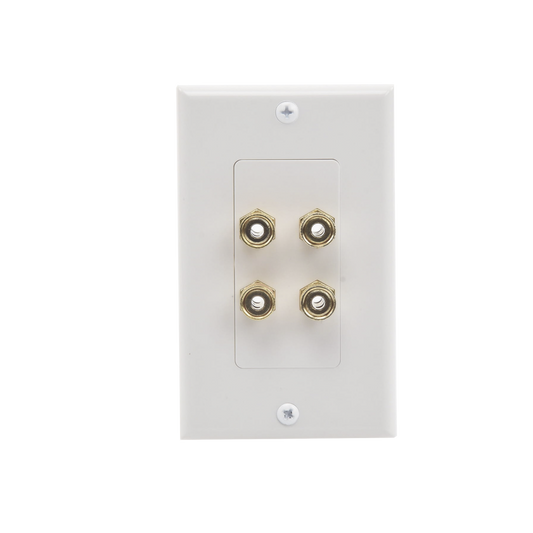 Placa de Pared | Postes de Unión Tipo Banana | Conexión para 2 Altavoces | Fácil Instalación | Conectores Chapados en Oro