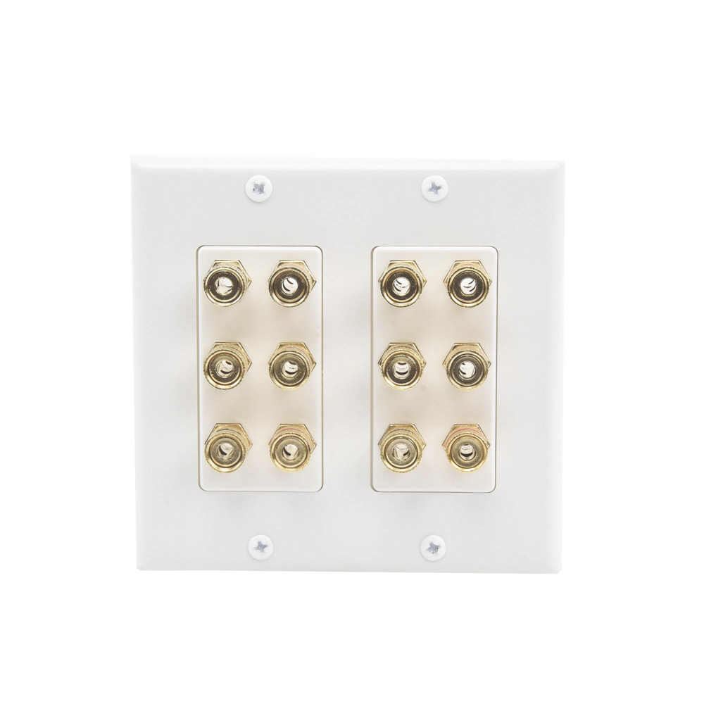 Placa de Pared | Postes de Unión Tipo Banana | Conexión para 6 Altavoces | Fácil Instalación | Conectores Chapados en Oro