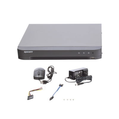 (COMPATIBLE HIK-CONNECT) DVR 4 Megapixel / 4 Canales TURBOHD + 2 Canales IP / 1 Bahía de Disco Duro / Audio por Coaxitro