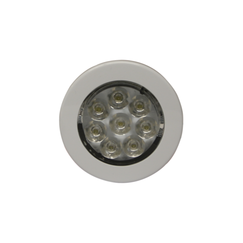 Mini luz de cortesía de 8 LEDs circular con bisel blanco 2.8"