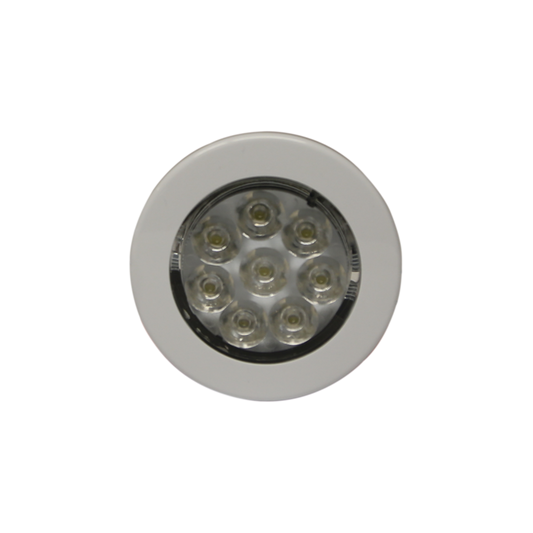 Mini luz de cortesía de 8 LEDs circular con bisel blanco 2.8"