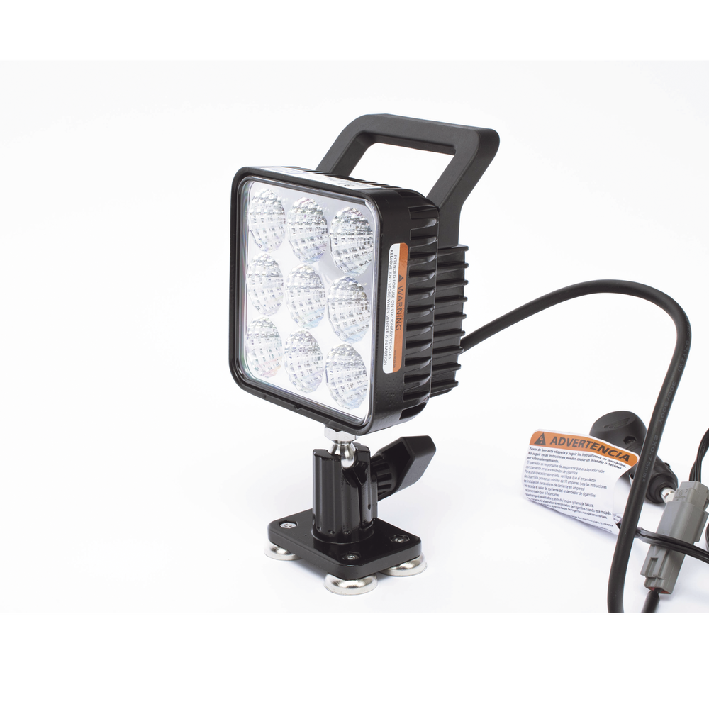 Lámpara de trabajo de 9 led, montaje giratorio magnético, 12-24 Vcd, 1300 Lumenes