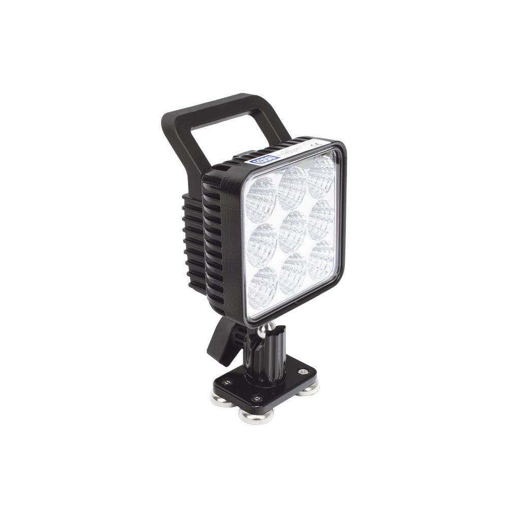 Lámpara de trabajo de 9 led, montaje giratorio magnético, 12-24 Vcd, 1300 Lumenes