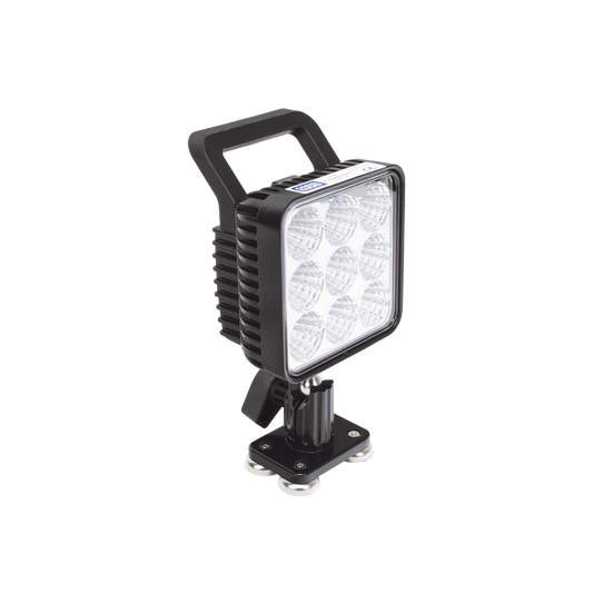Lámpara de trabajo de 9 led, montaje giratorio magnético, 12-24 Vcd, 1300 Lumenes