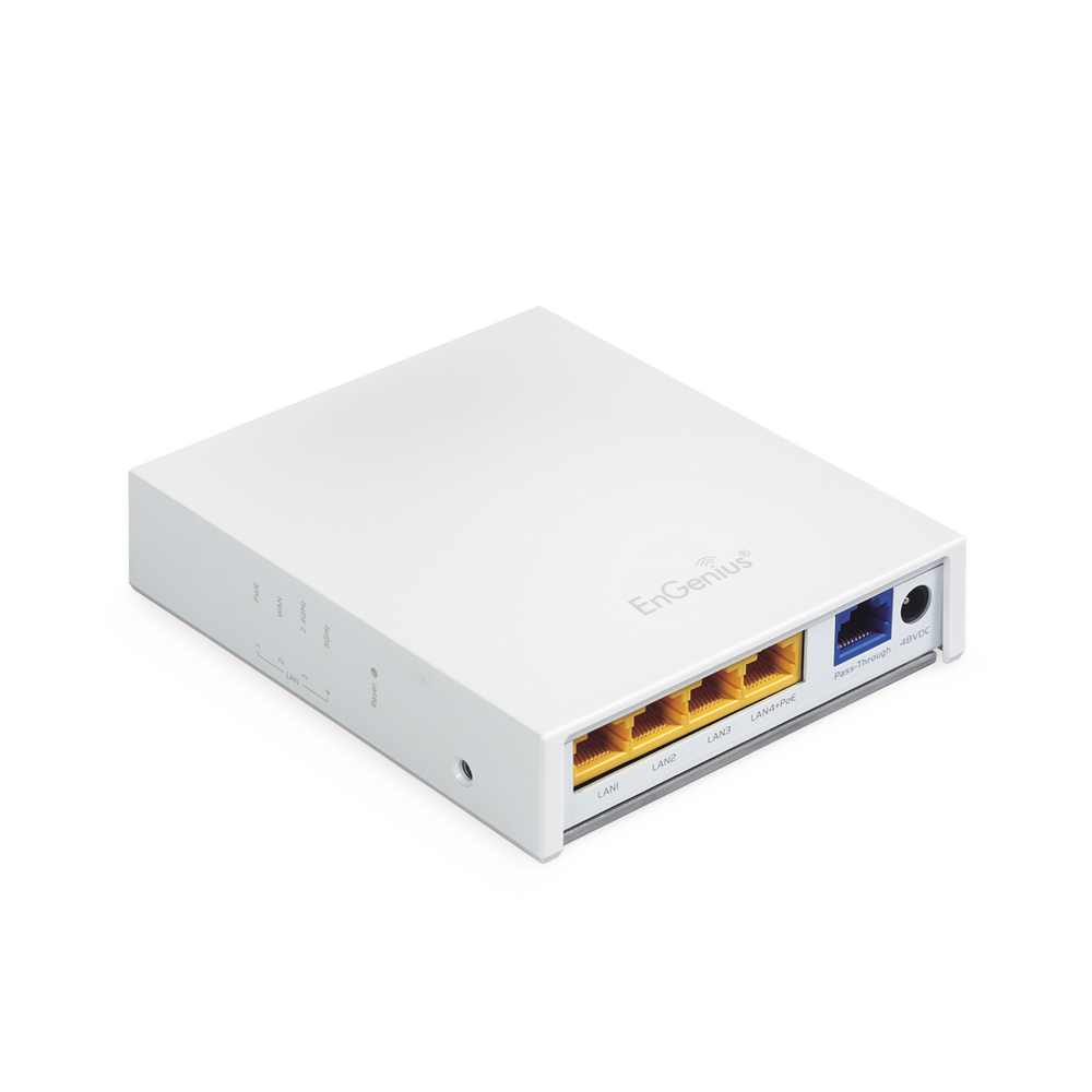 Punto de Acceso para Pared en 2.4 GHz,MIMO 2x2, Hasta 300 Mbps, 4 Puertos uno con Salida PoE. 100 mW de Potencia
