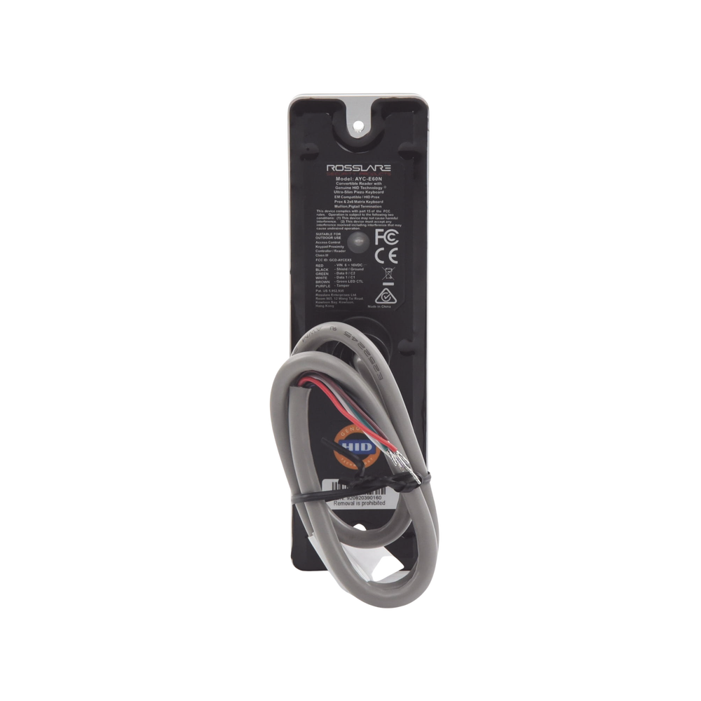 Ultra-slim proximity reader with keypad, ROSSLARE and HID card reading capability, 125 Khz