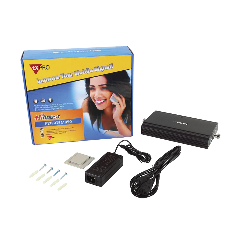 Amplificador de señal celular de banda sencilla, especial para las tecnologías 3G o 2G,  cubre áreas de hasta 1200 metros cuadrados. Amplifica la banda de frecuencia de 850 MHz (Banda 5) con una ganancia máxima de 60 dB.