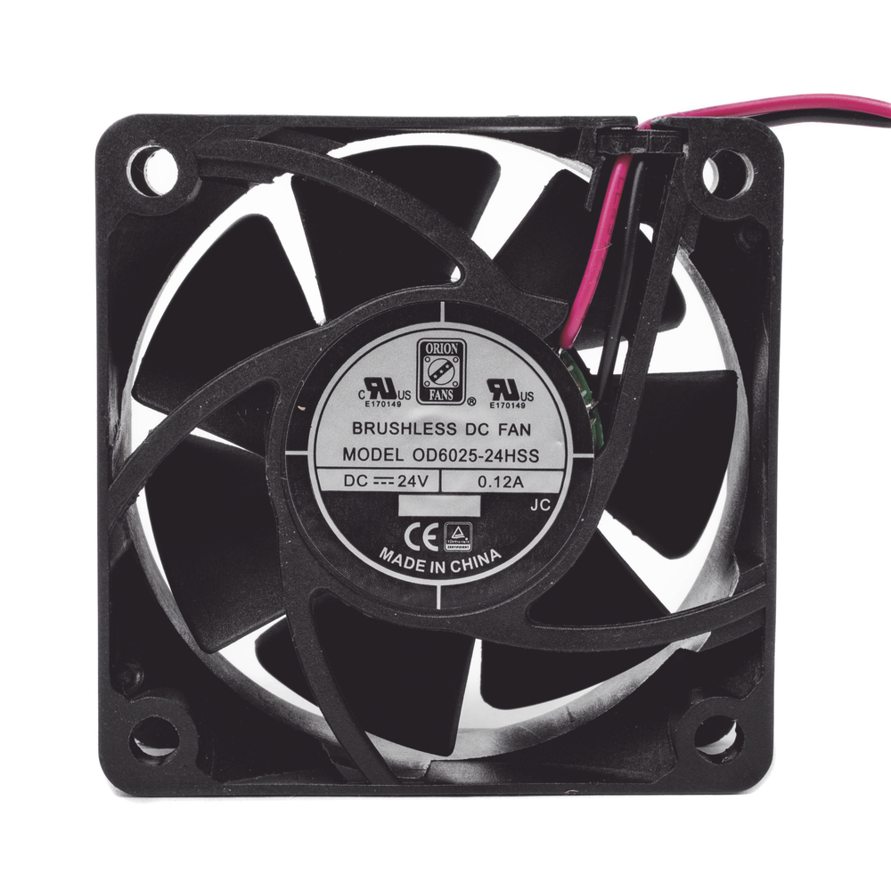 Ventilador Anticondensante Axial Cuadrado, 60x60x25 mm, 24 Vcd, 4500 RPM, 2.9 W, 0.12 A, Flujo de Aire de 25.0 CFM, Unión Sellada.