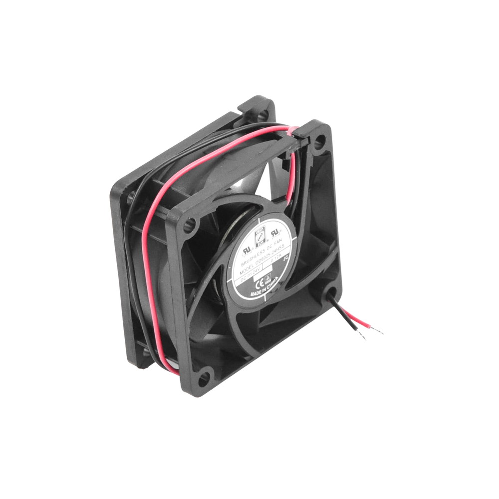 Ventilador Anticondensante Axial Cuadrado, 60x60x25 mm, 24 Vcd, 4500 RPM, 2.9 W, 0.12 A, Flujo de Aire de 25.0 CFM, Unión Sellada.