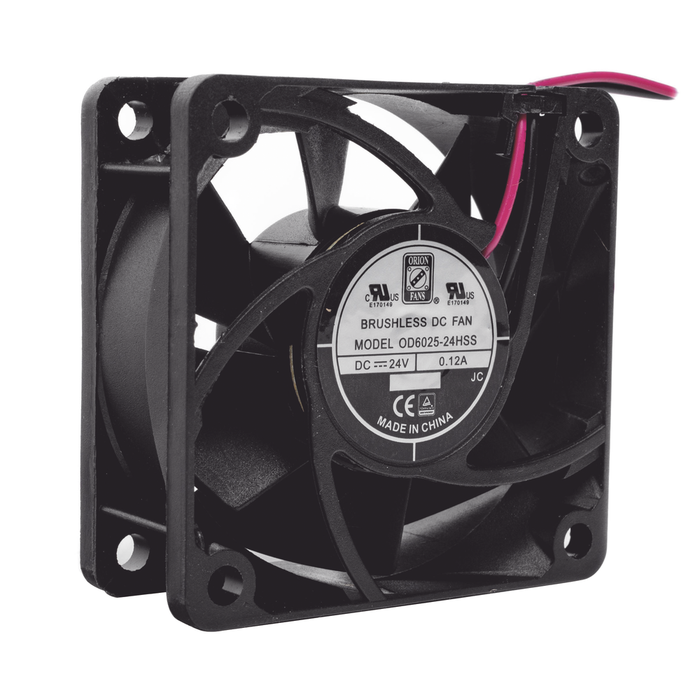 Ventilador Anticondensante Axial Cuadrado, 60x60x25 mm, 24 Vcd, 4500 RPM, 2.9 W, 0.12 A, Flujo de Aire de 25.0 CFM, Unión Sellada.