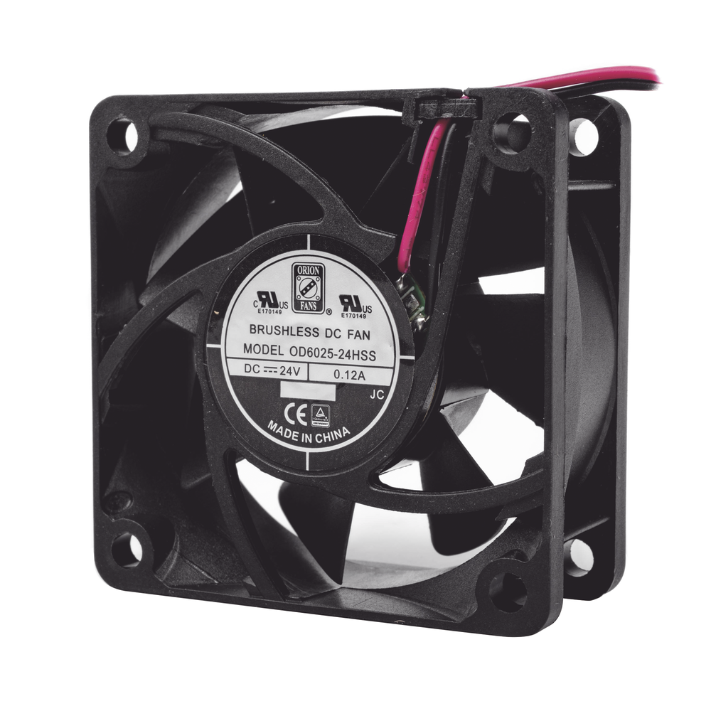Ventilador Anticondensante Axial Cuadrado, 60x60x25 mm, 24 Vcd, 4500 RPM, 2.9 W, 0.12 A, Flujo de Aire de 25.0 CFM, Unión Sellada.