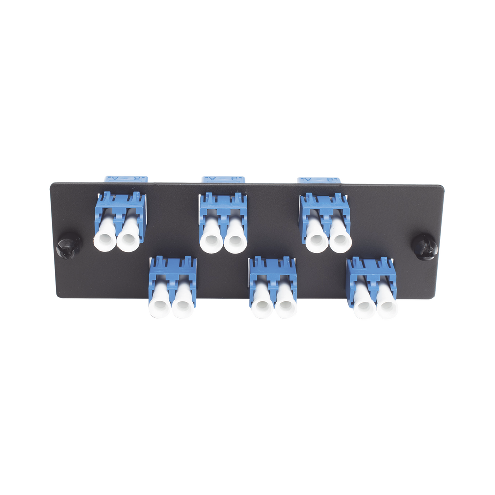 Placa Acopladora de Fibra Optica FAP, Con 6 Conectores LC Duplex (12 Fibras), Para Fibra Monomodo OS1/OS2, Color Azul