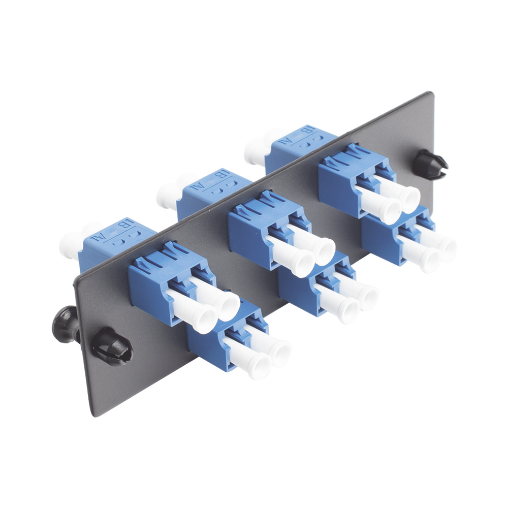 Placa Acopladora de Fibra Optica FAP, Con 6 Conectores LC Duplex (12 Fibras), Para Fibra Monomodo OS1/OS2, Color Azul