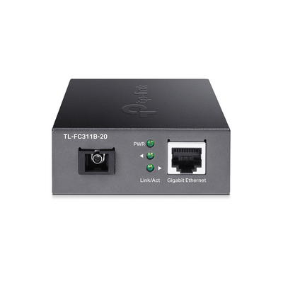 Convertidor Multimedia WDM Monomodo, 1 puerto RJ45 Gigabit, 1 puerto SC/UPC, hasta 20KM, Para su funcionamiento requiere