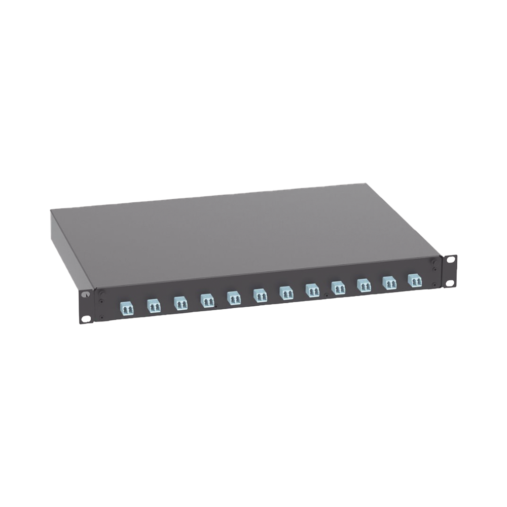 Panel de Distribuidor de Fibra Óptica, Con 12 Conectores LC Duplex (24 Fibras), Para Fibra Multimodo OM3/OM4, 1 UR