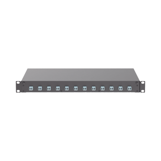 Panel de Distribuidor de Fibra Óptica, Con 12 Conectores LC Duplex (24 Fibras), Para Fibra Multimodo OM3/OM4, 1 UR