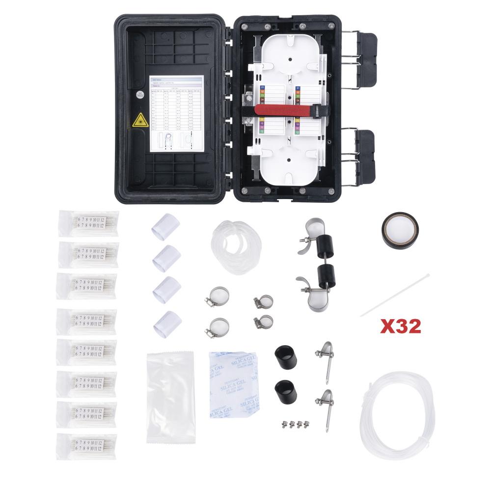 Fiber Optic Distribution Box, Up to 96 Splices, Outdoor IP65, Black