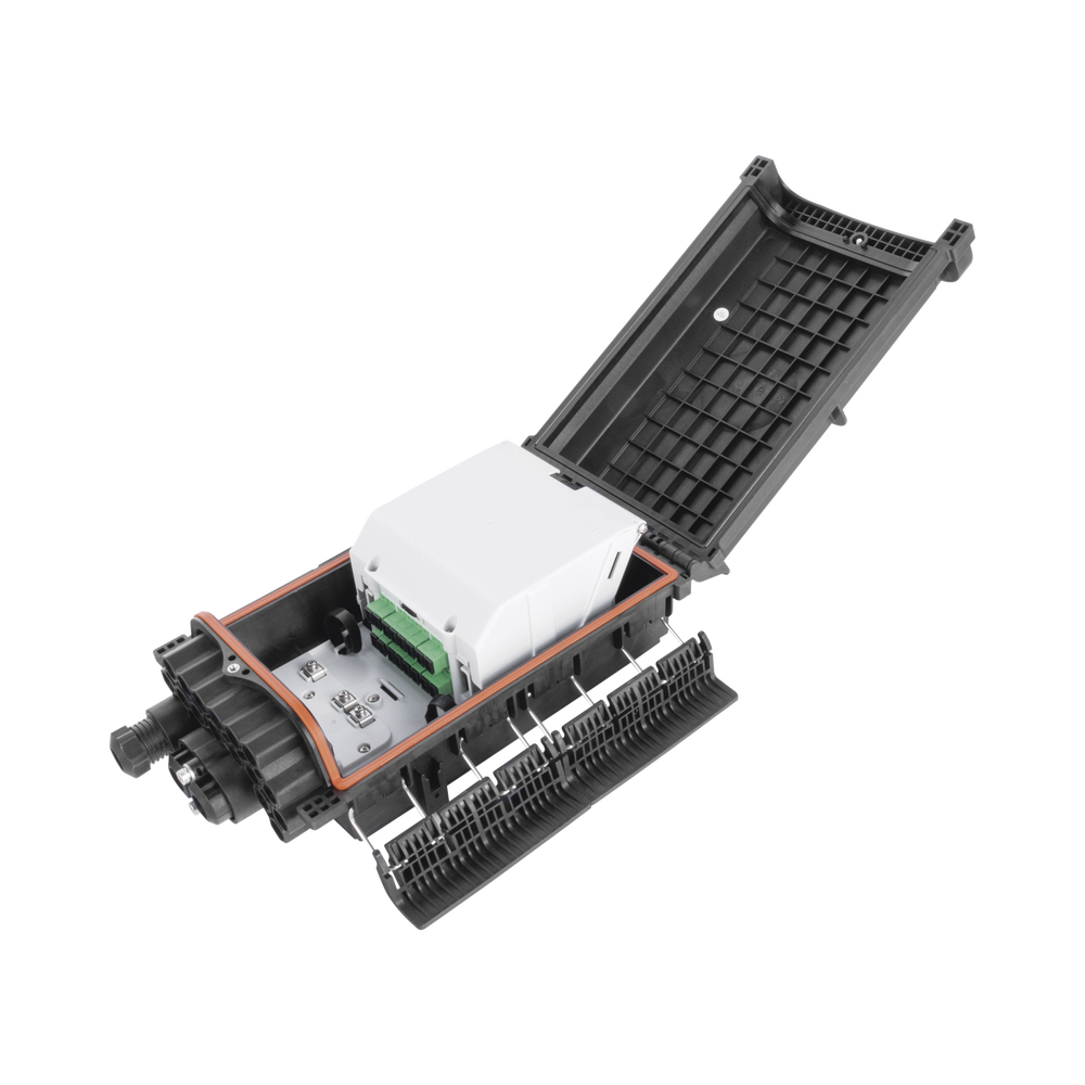 Caja de Distribución de Fibra Óptica para 48 empalmes con 16 acopladores SC/APC, enterrado directo, IP68