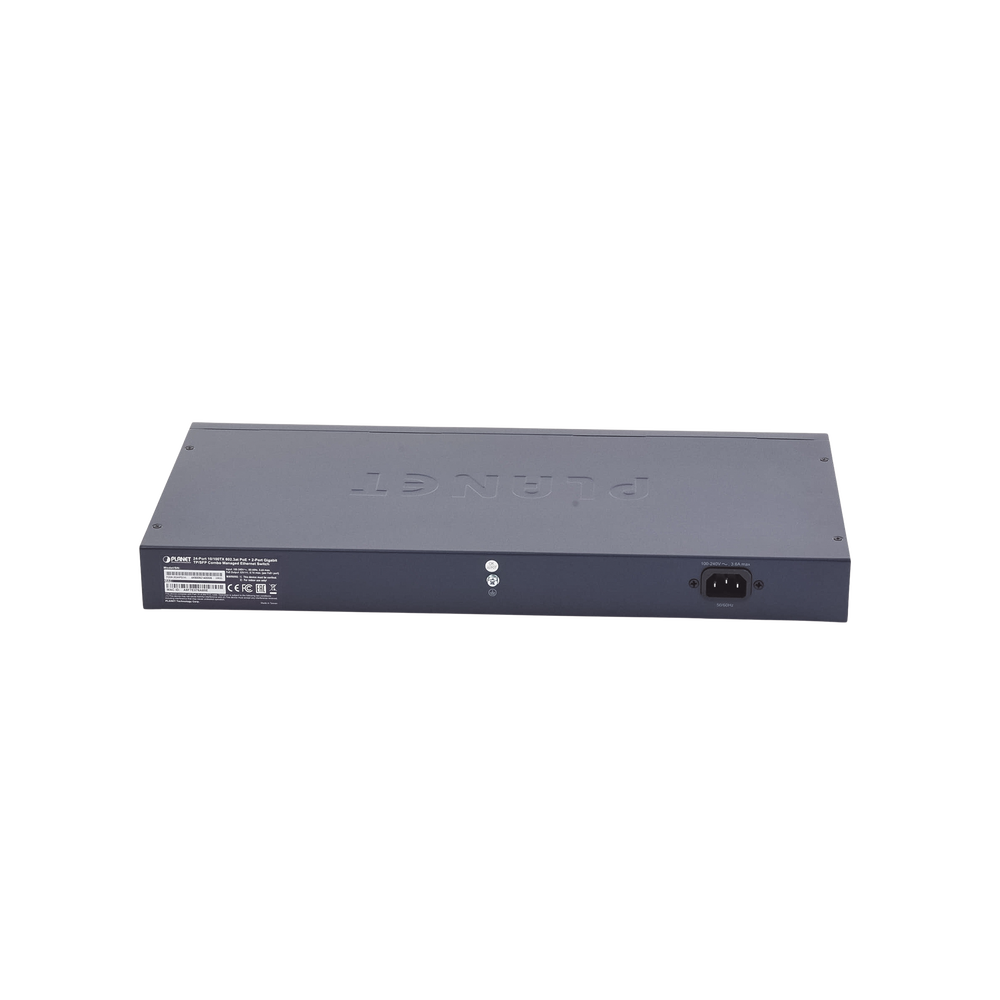 Switch administrable de 24 puertos 10/100TX PoE+ y 2 puertos combo TP/SFP Gigabit