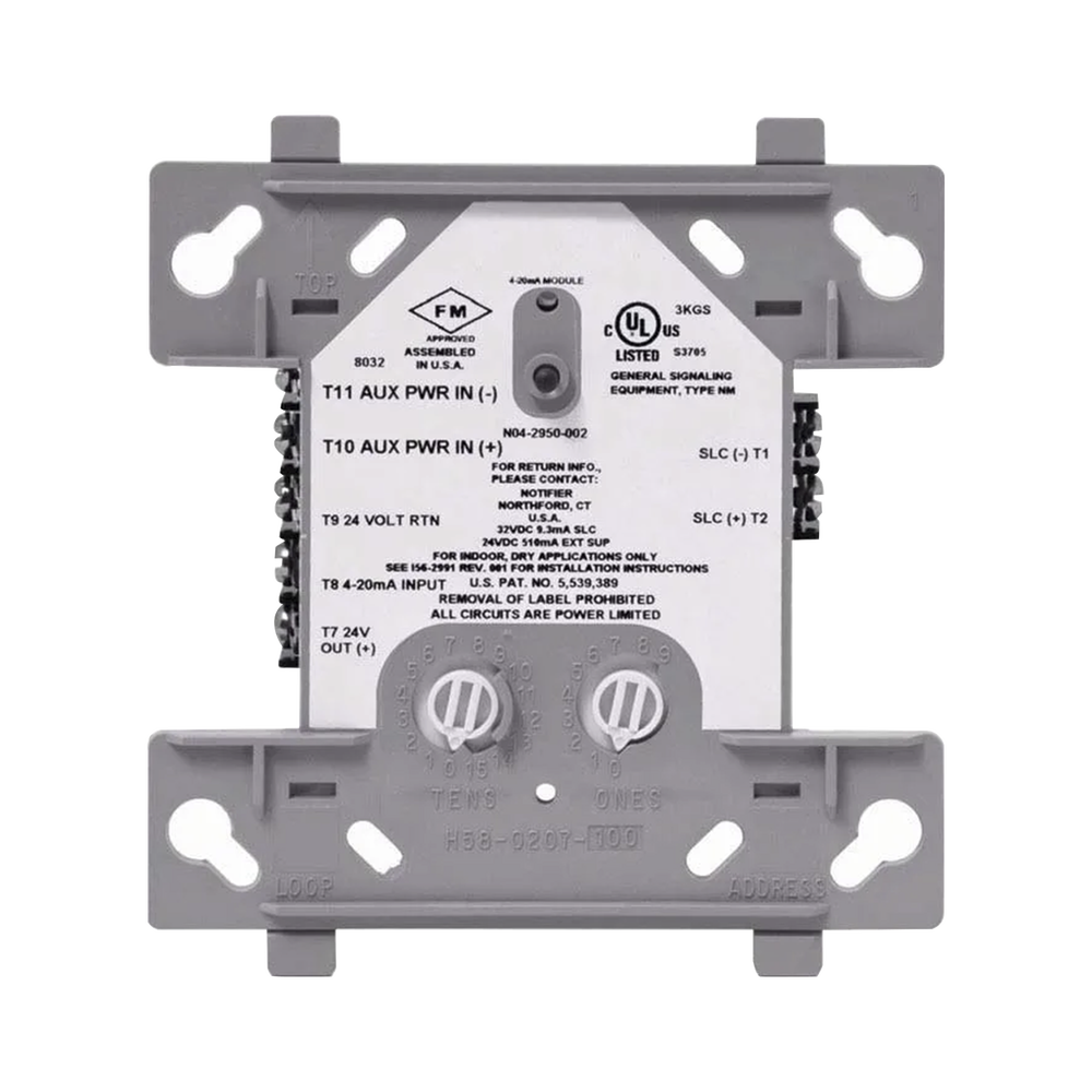 Módulo de entrada Analógica 4–20 mA / Direccionable / Compatible solo con NFS2-3030 / Tecnología FlashScan® de NOTIFIER