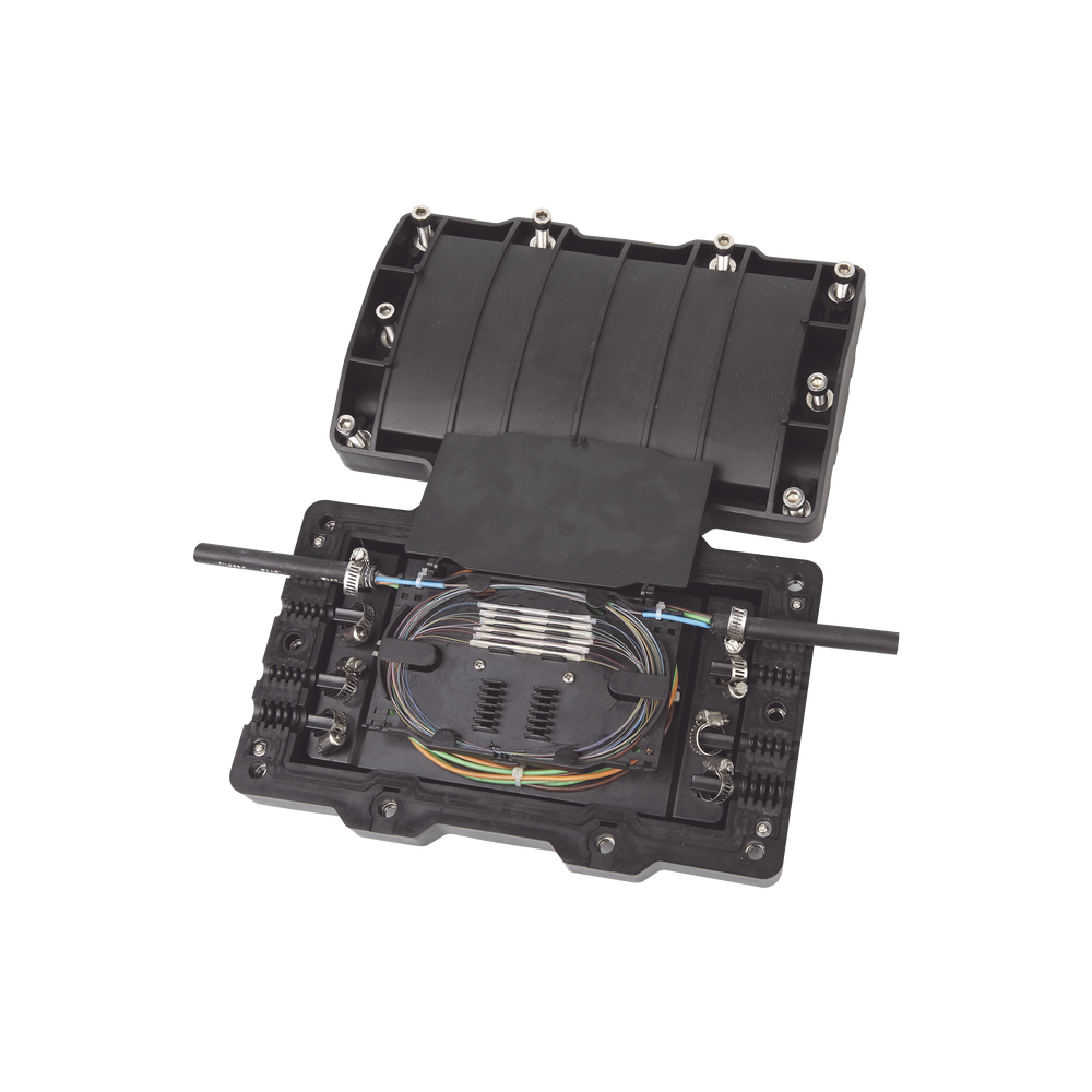 Caja de Distribución de Fibra Óptica Horizontal, hasta 48 empalmes, Exterior IP68