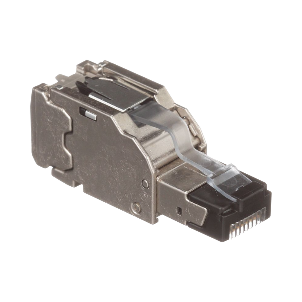 Plug RJ45 Blindado, Instalación Recta, Terminación en Campo Certificable, Compatible con Cat5e, Cat6 y Cat6A, Color Plata