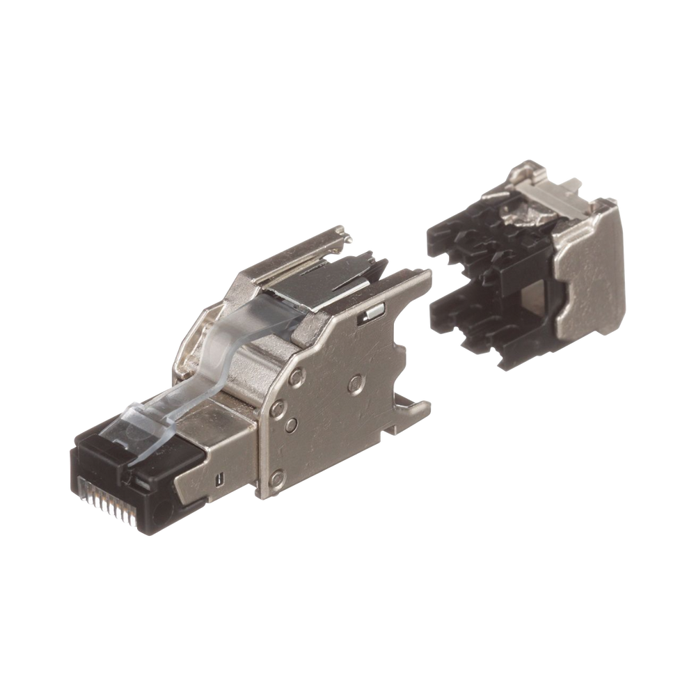 Plug RJ45 Blindado, Instalación Recta, Terminación en Campo Certificable, Compatible con Cat5e, Cat6 y Cat6A, Color Plata