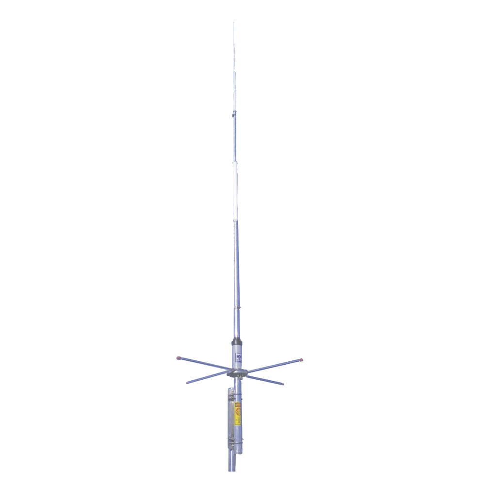 Antena Base VHF, Rango de 148 - 154 MHz, 7 dB de ganancia / Fibra de Vidrio y Aluminio / Auto Soportante
