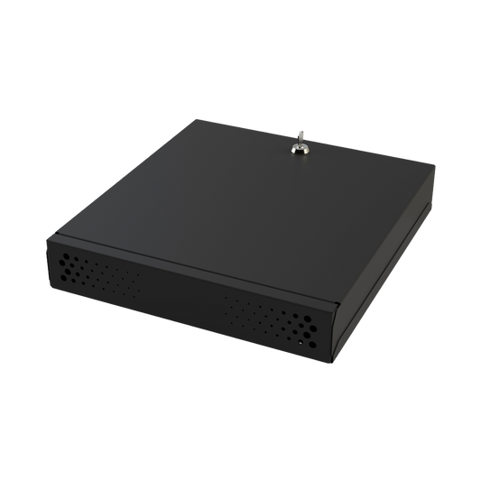 Gabinete Metálico de Seguridad para DVR/NVR. Tamaño Max. de DVR/NVR: 315 x 62 x 288 mm (An. x Al. x Prof.)