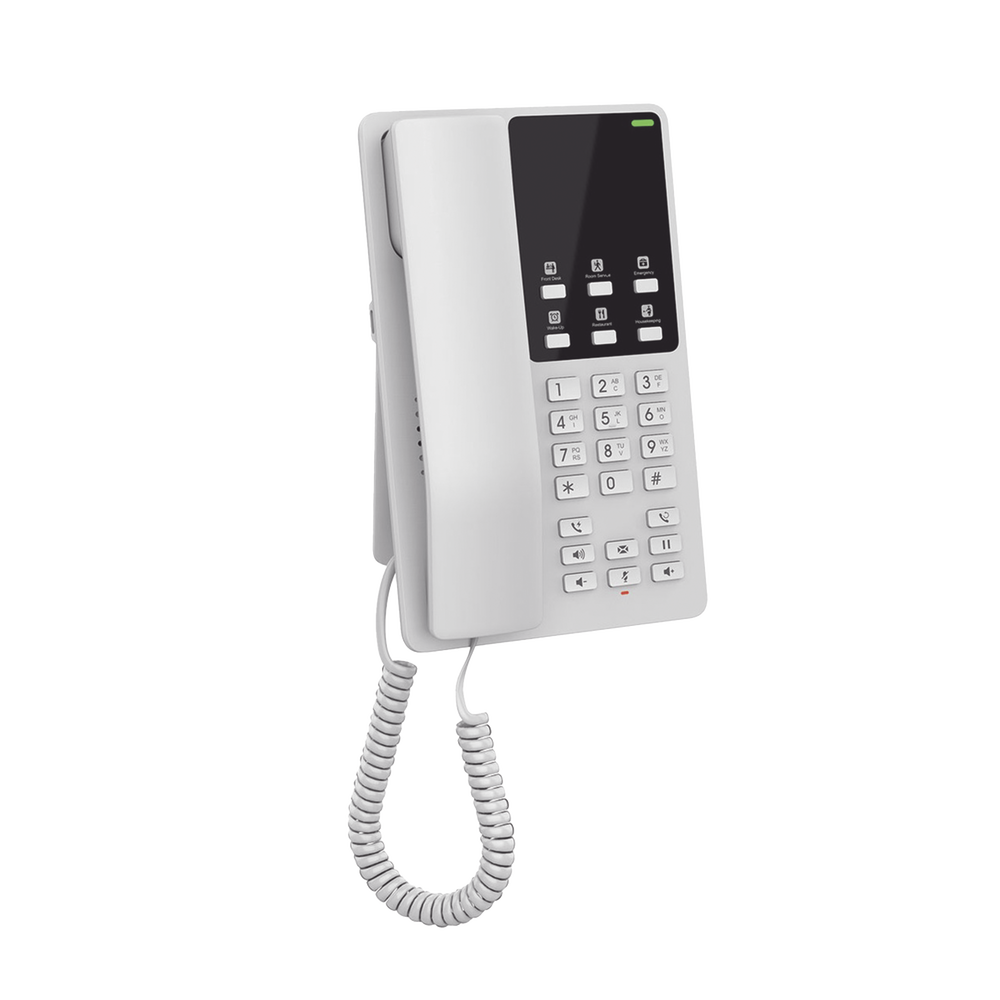 Hotel IP Phone, 2 SIP lines with 2 accounts, Opus codec, IPv4/IPv6, white, with GDMS cloud management