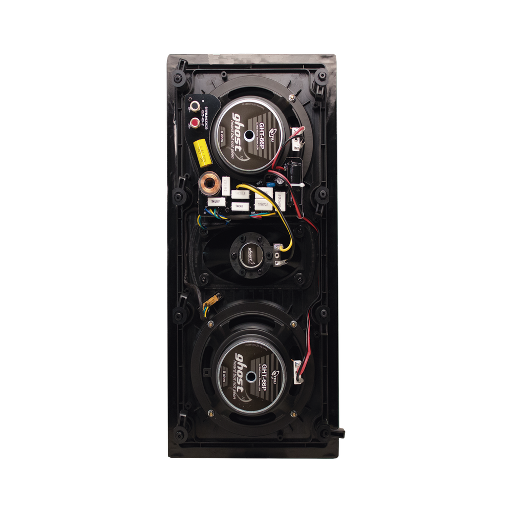 Ghost HT™ In-wall LCR speaker, dual 6 1/2" injected polypropylene woofers, 1" soft silk tweeter, 5-125 watts, 8Ω