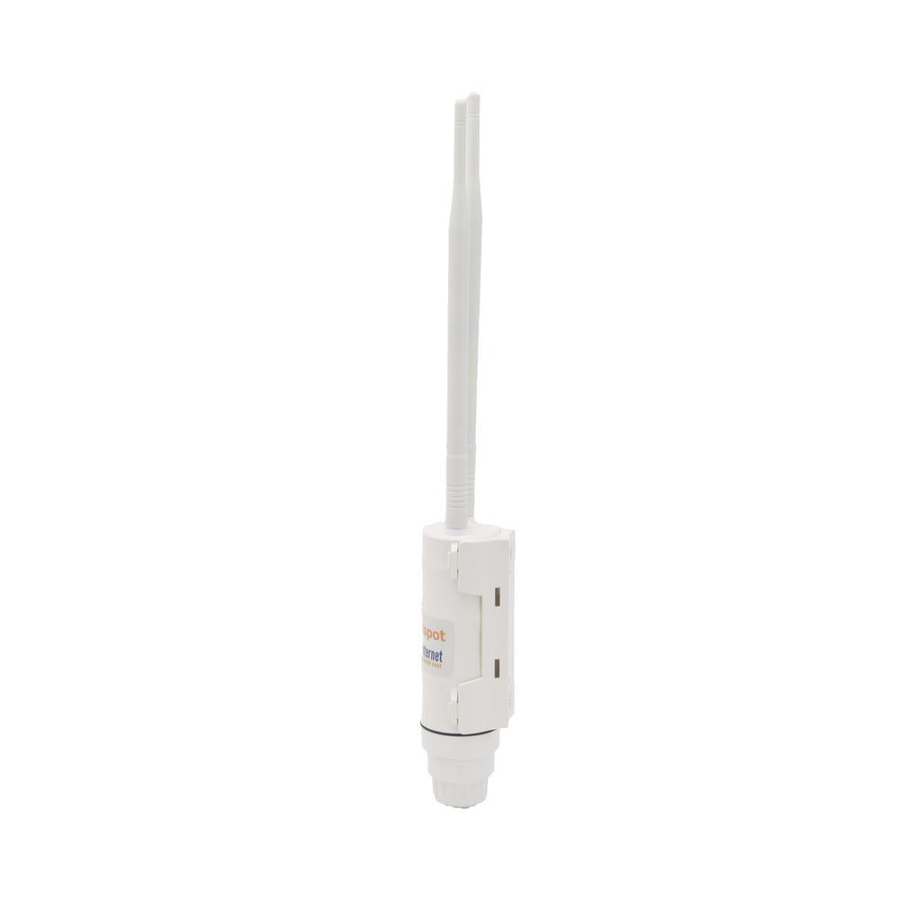 2.4 GHz outdoor wireless hotspot, 6 dBi omnidirectional antennas, 75 Mbps throughput, ideal for selling Internet access codes
