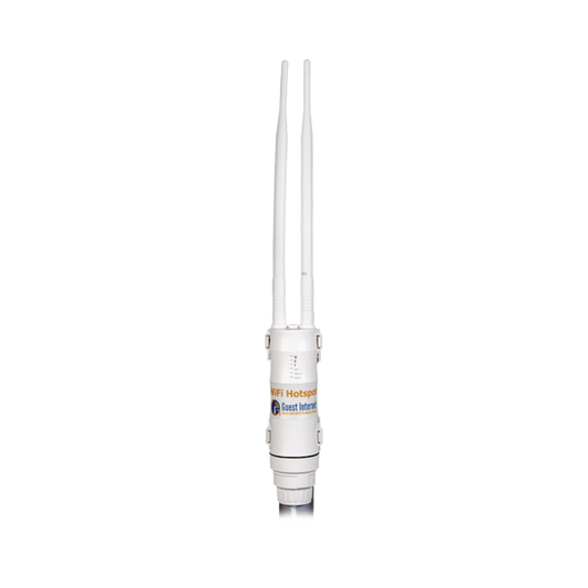 Hotspot inalámbrico 2.4 GHz para exterior, antenas omnidireccional 6 dBi, Throughput 75 Mbps, ideal para la venta de códigos de acceso a Internet