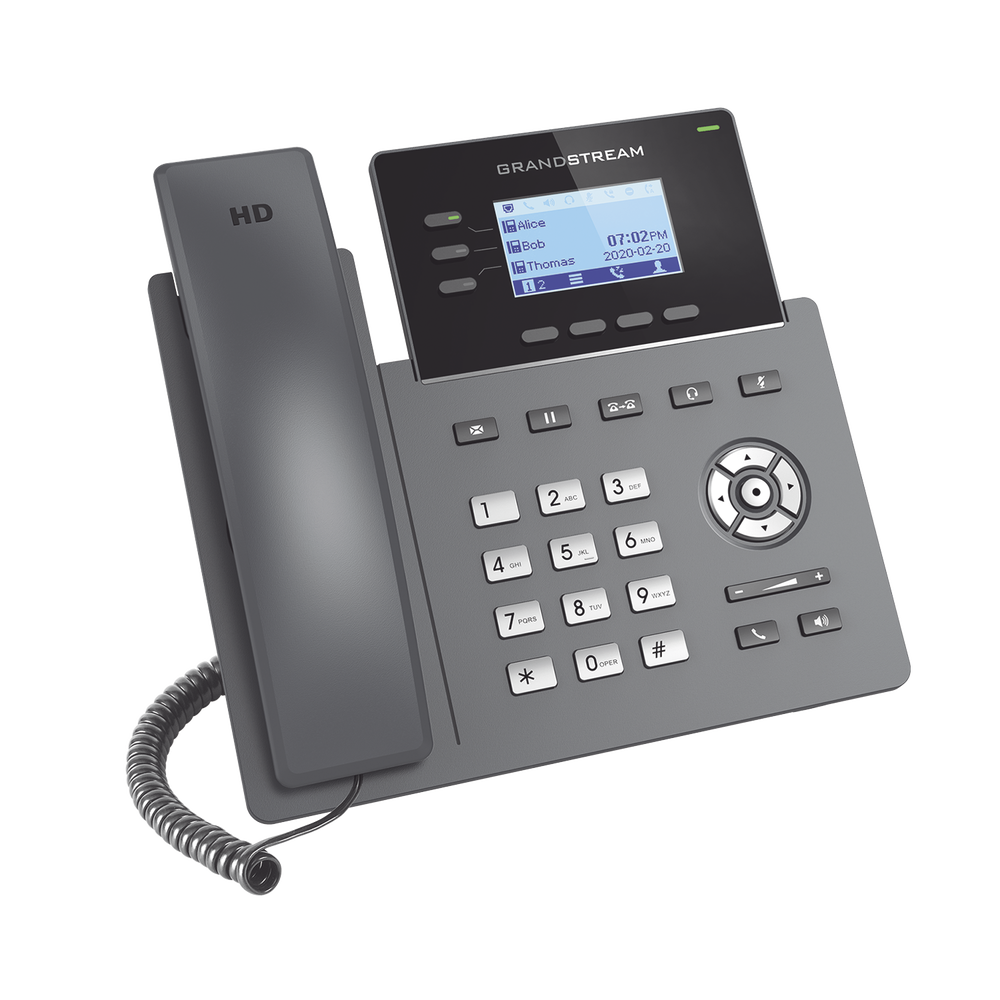 Carrier-grade IP phone, 3 SIP lines with 6 accounts, Gigabit ports, Opus codec, IPV4/IPV6 with GDMS cloud management