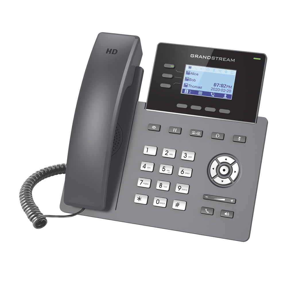 Carrier-grade IP phone, 3 SIP lines with 6 accounts, Gigabit ports, Opus codec, IPV4/IPV6 with GDMS cloud management