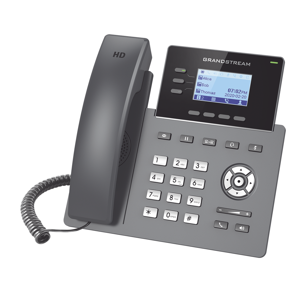 Carrier-grade IP phone, 3 SIP lines with 6 accounts, Gigabit PoE ports, Opus codec, IPv4/IPv6 with GDMS cloud management