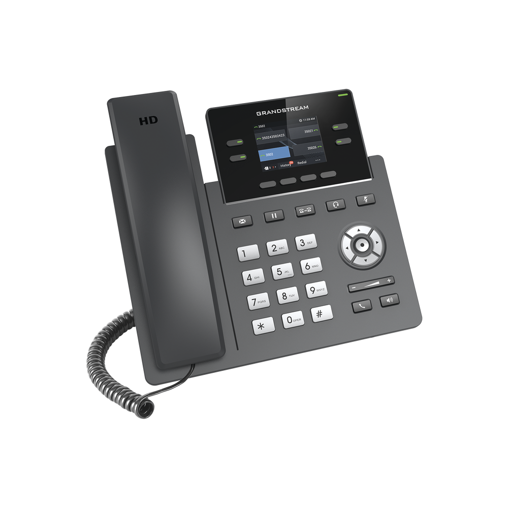 Teléfono IP Grado Operador, 4 líneas SIP con 2 cuentas, pantalla a color 2.4", codec Opus, IPV4/IPV6 con gestión en la nube GDMS